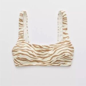 Aerie‎ Pique Animal Print Wide Strap Scoop Bikini Top